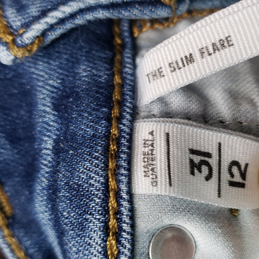 LOFT The Slim Flare Stretch High Rise Blue Jeans Size 12/31 - Picture 7 of 7
